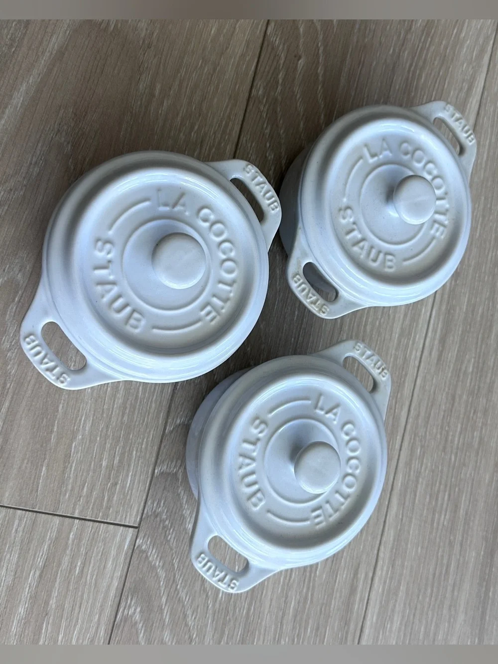 Staub White Round Mini Cocottes, Set of 3